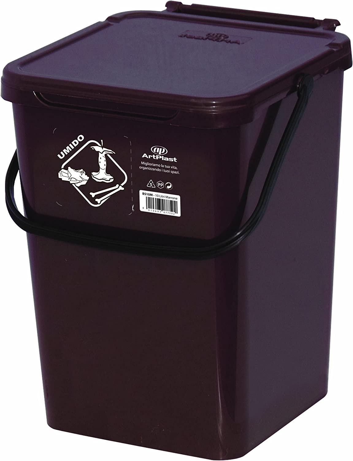 Art Plast BS10/M Cassonetto per la Raccolta differenziata in plastica, Marrone