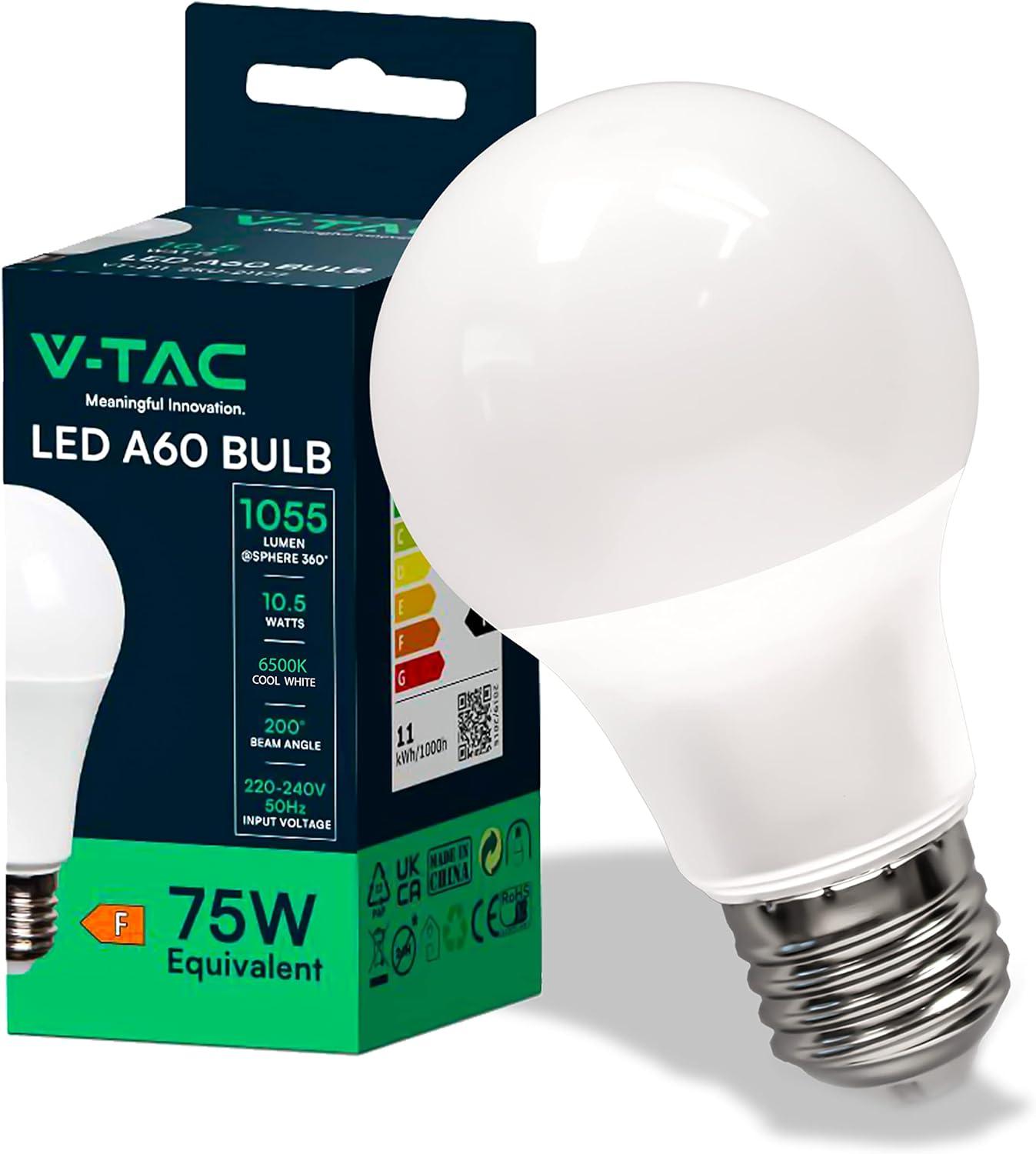 V-TAC Lampadina LED E27 10.5W A60 6500K