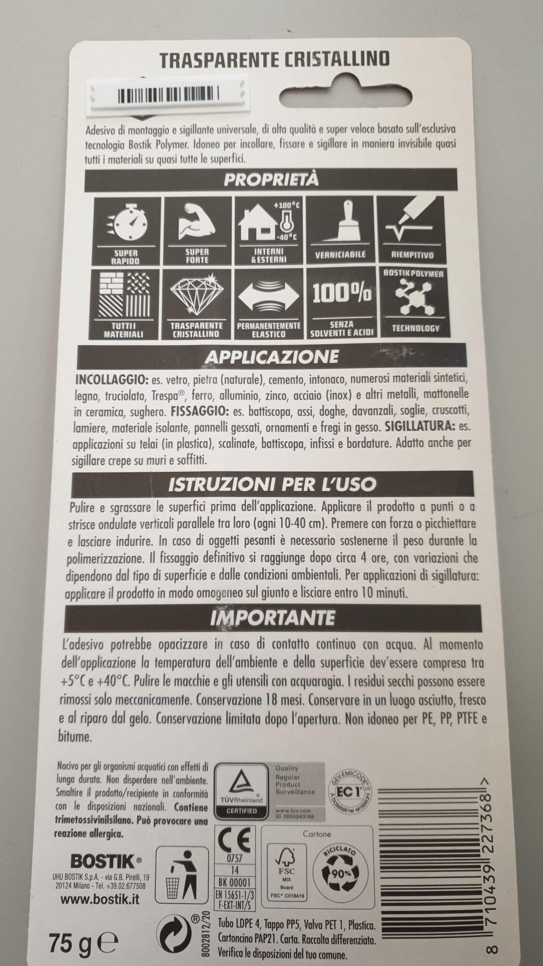 BOSTIK POLYMAX ORIGINAL "CRISTAL" GR.75 -6314981