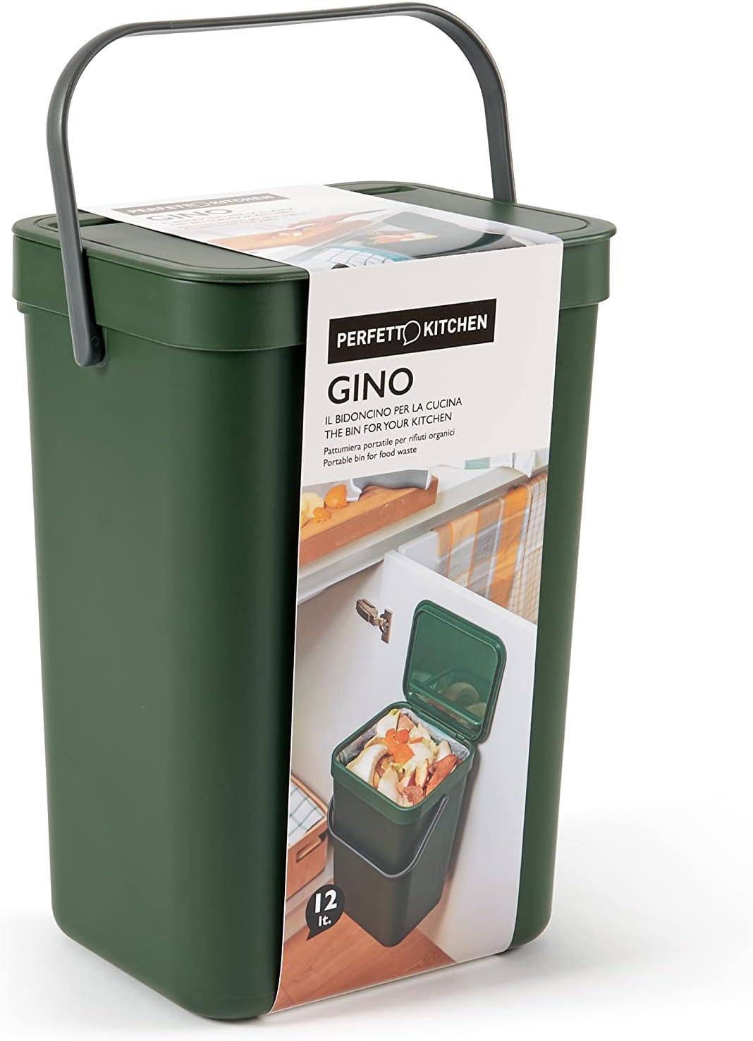 Perfetto PATTUMIERA UMIDO/RIFIUTI ORGANICI DA APPENDERE - coll. GINO - 12 lt. - VERDE BOSCO