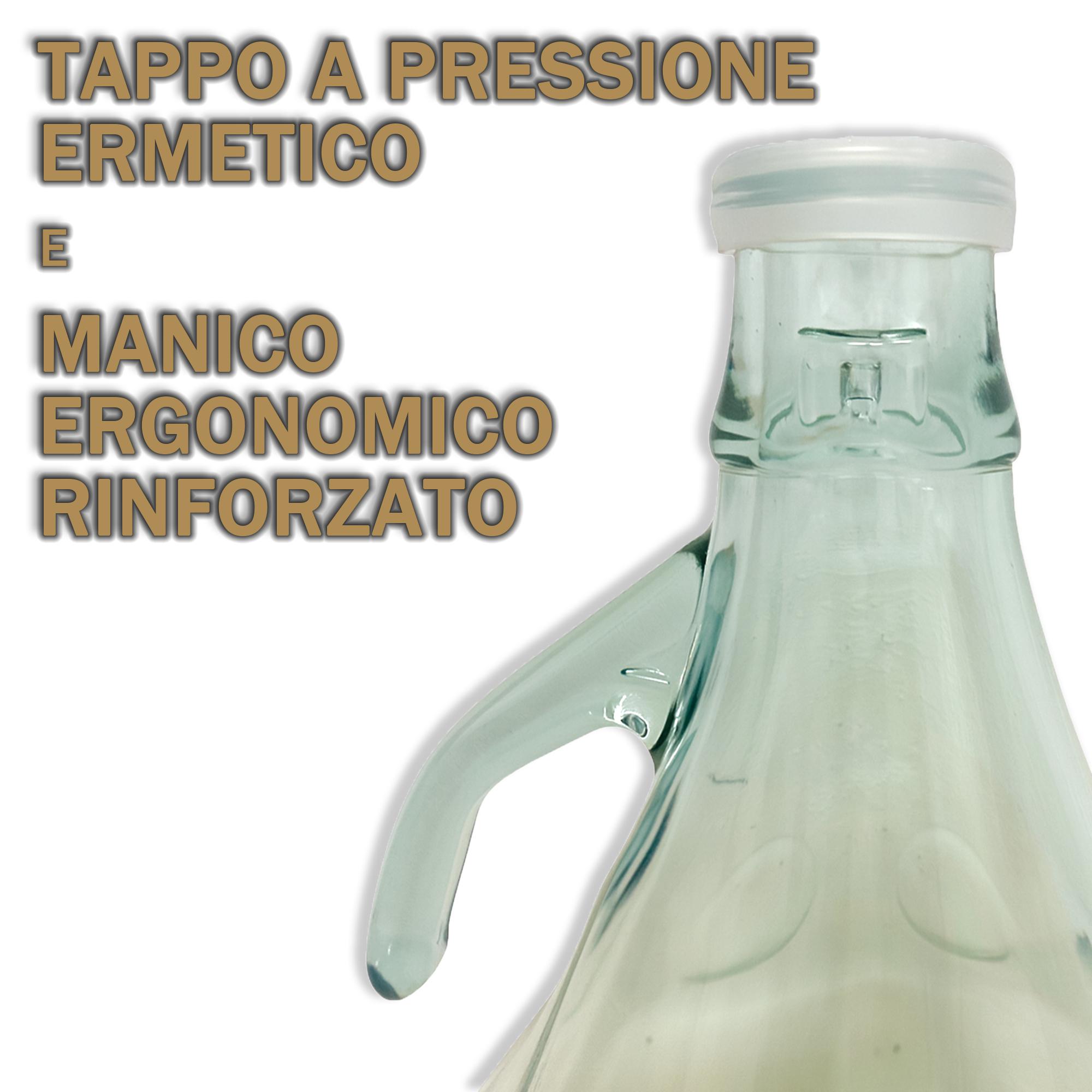FERROELETTRA Damigiana Vetro 5 Litri - Bottiglione con Chiusura con Tappo a Pressione Ermetica - Dama per Olio - Contenitore Olio 5 Litri - Damigiane e Bottiglioni per Prodotti Alimentari (1)
