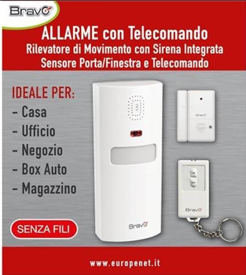 BRAVO Sistema allarme con sensori movimento porta finestra e telecomando