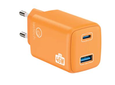 CARICATORE GaN 45W USB / USB-C CON CAVO USB-C / USB-C 150CM - Cosmic Orange