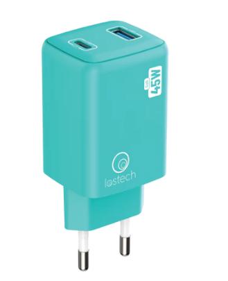 CARICATORE GaN 45W USB / USB-C CON CAVO USB-C / USB-C 150CM - Aquamarine Blue