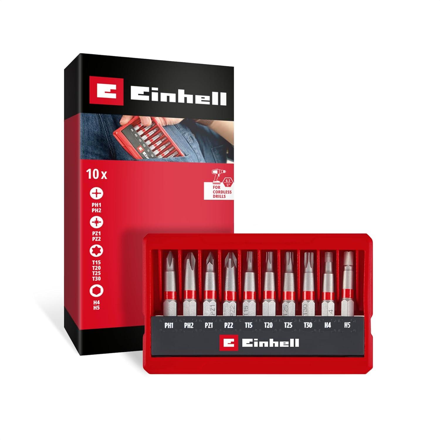 Einhell set di punte da 10 pezzi punte da 50 mm PH/PZ/T/H, acciaio S2