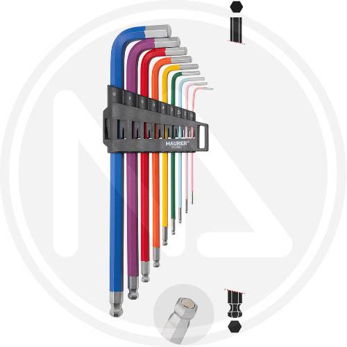 CHIAVI ESAG. SFERA C/MAGNETE LUNGHE IN SERIE MAURER PLUS 9PZ -CF.BLISTER