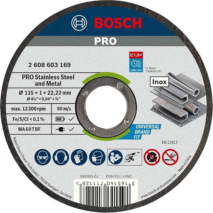 MOLE ABRASIVE BOSCH ACCIAIO INOX 115X 1X22