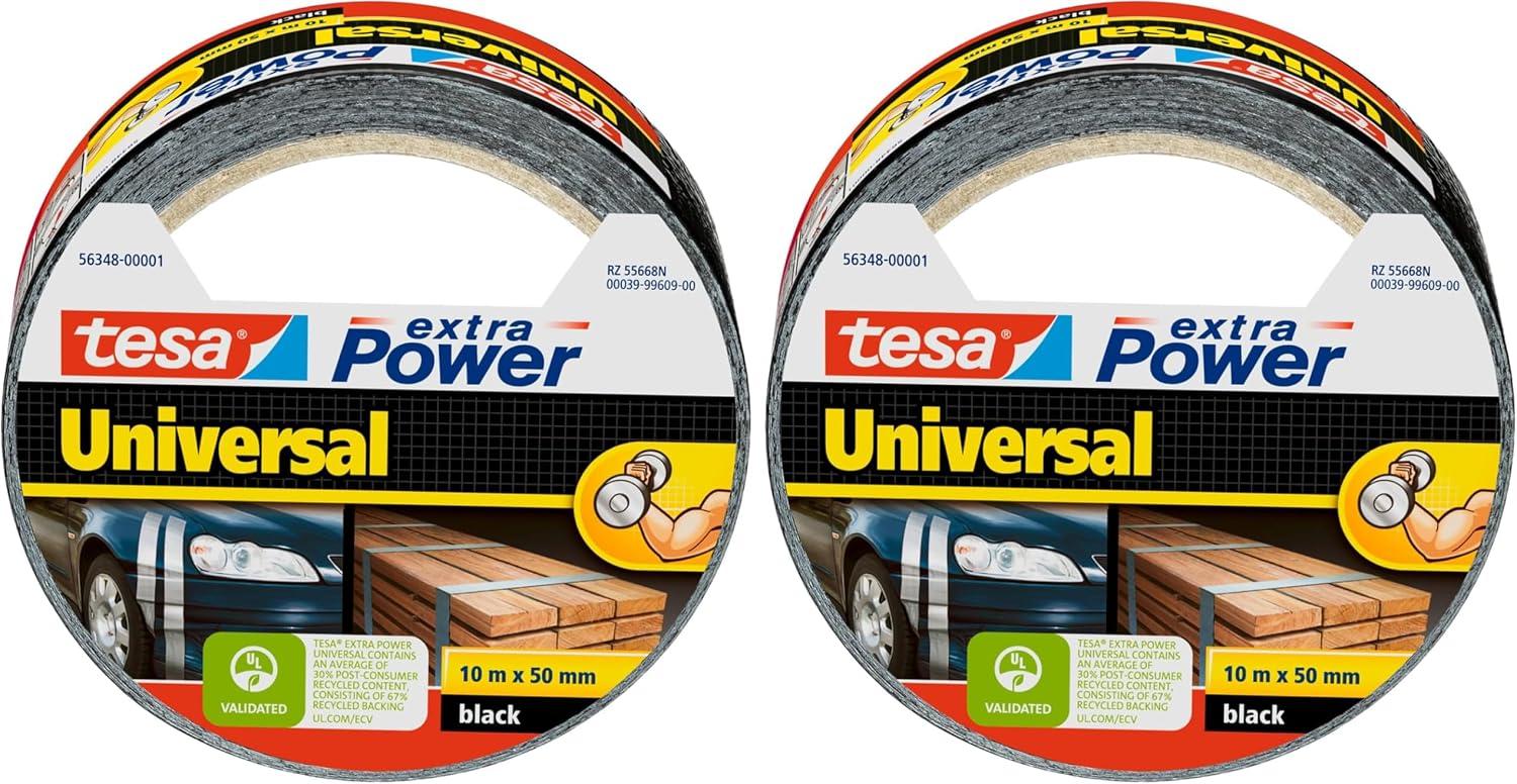 tesa extra Power Universal Duct Tape - Nastro NERO 10 m x 50 mm PZ.2