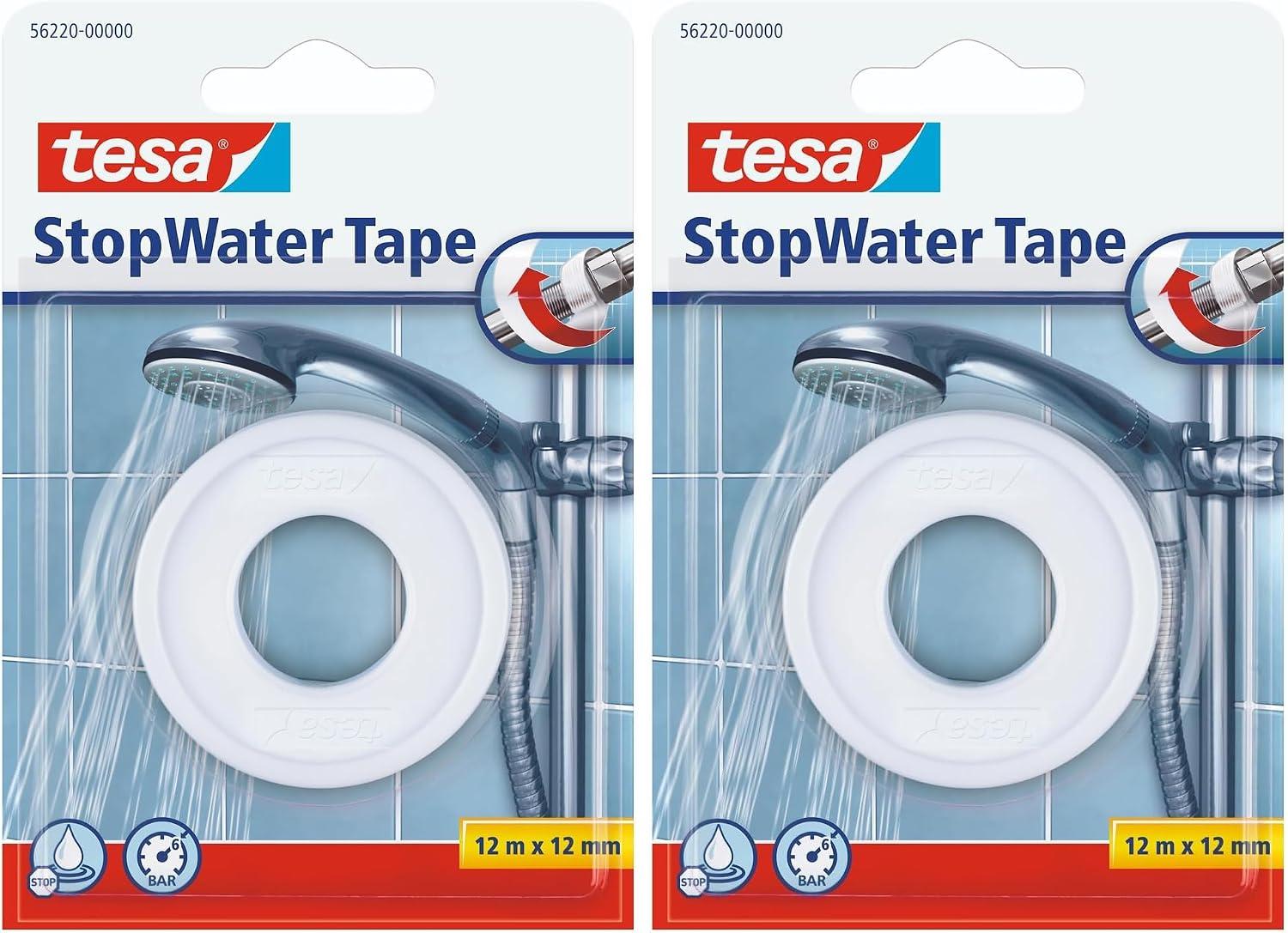 tesa StopWater Nastro per Riparazioni Idrauliche Bianco - 12 m x 12 mm PZ.2