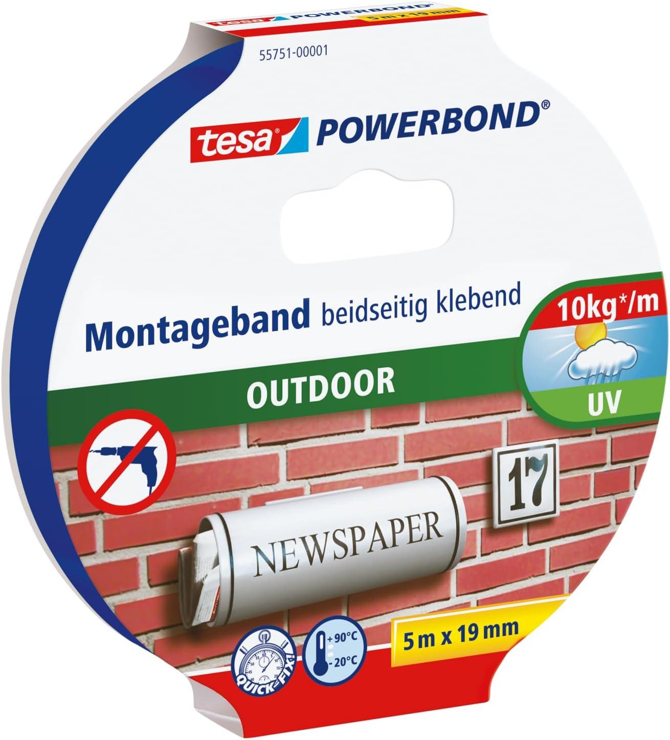 Tesa Powerbond Esterni - Nastro Biadesivo per Esterno 5 m x 19 mm