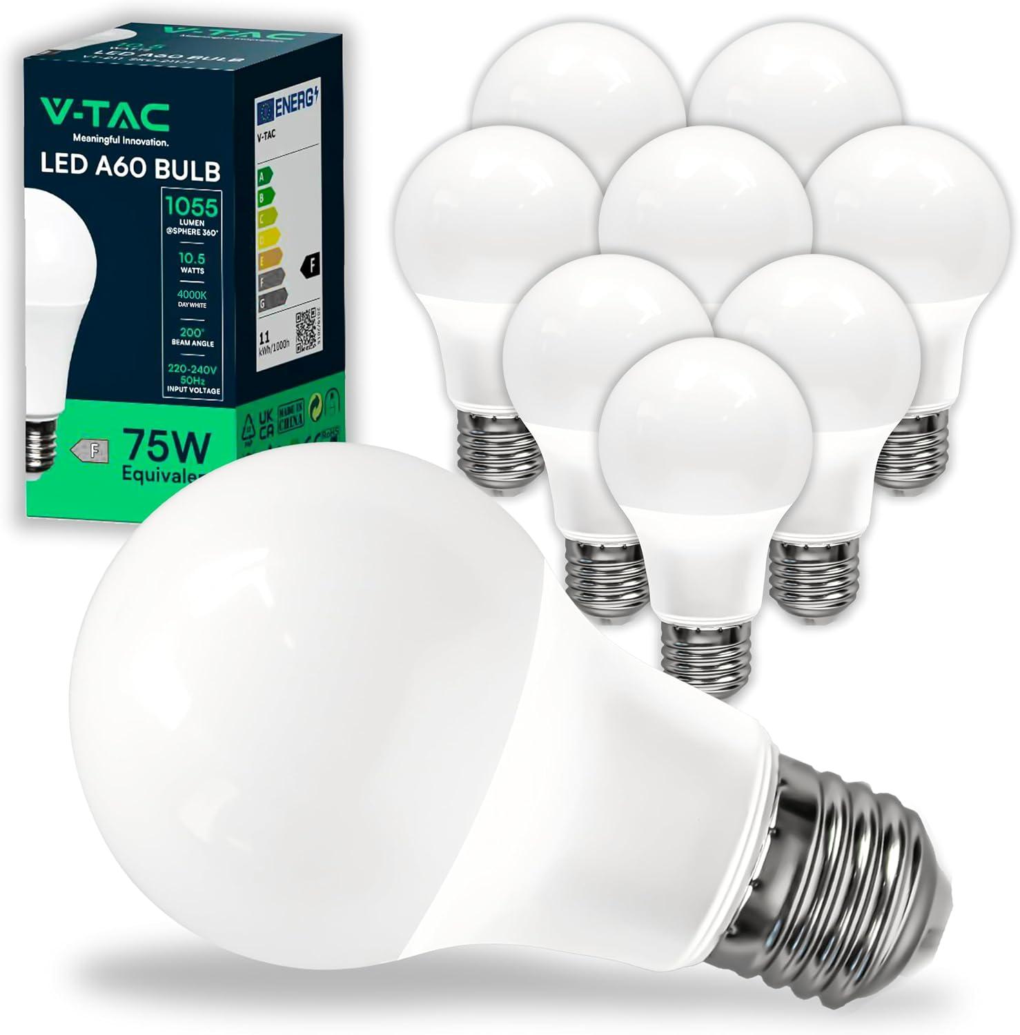 V-TAC Lampadina LED E27 10.5W A60 4000K