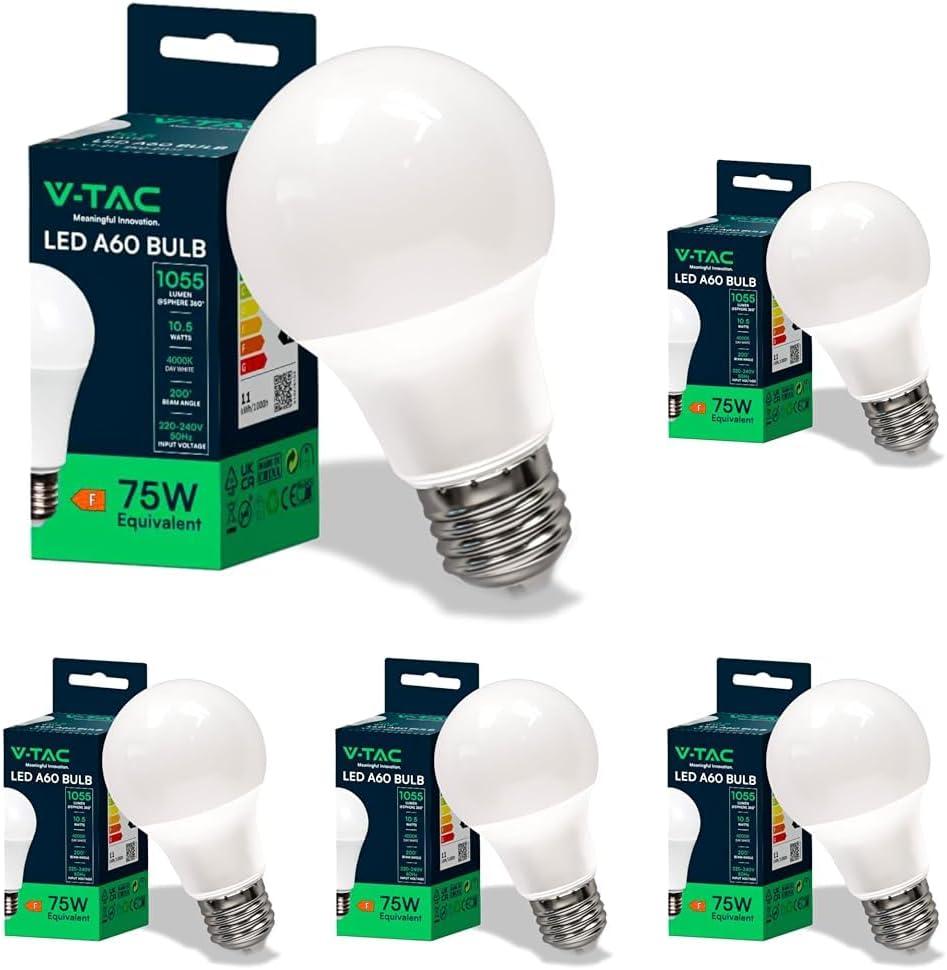 V-TAC Lampadina LED E27 10.5W A60 6500K PZ.5