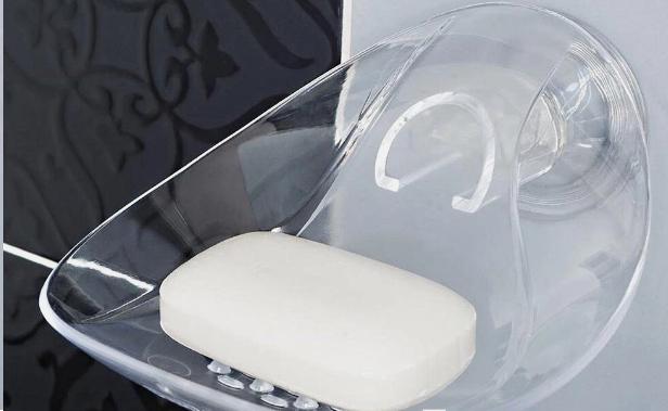 PORTA SAPONE PORTASAPONE LOCK DA BAGNO A MURO IN PLASTICA COLORE TRASPARENTE