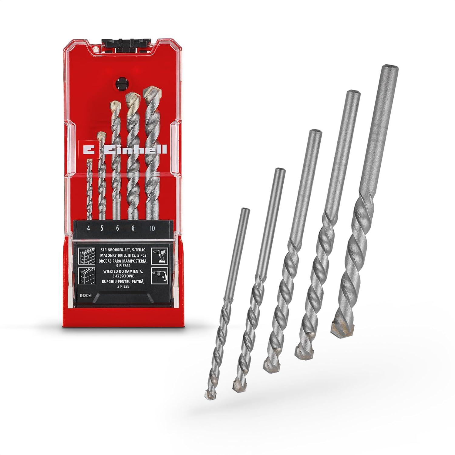 Einhell 5 pezzi set di punte per muratura, Ø 4–10 mm
