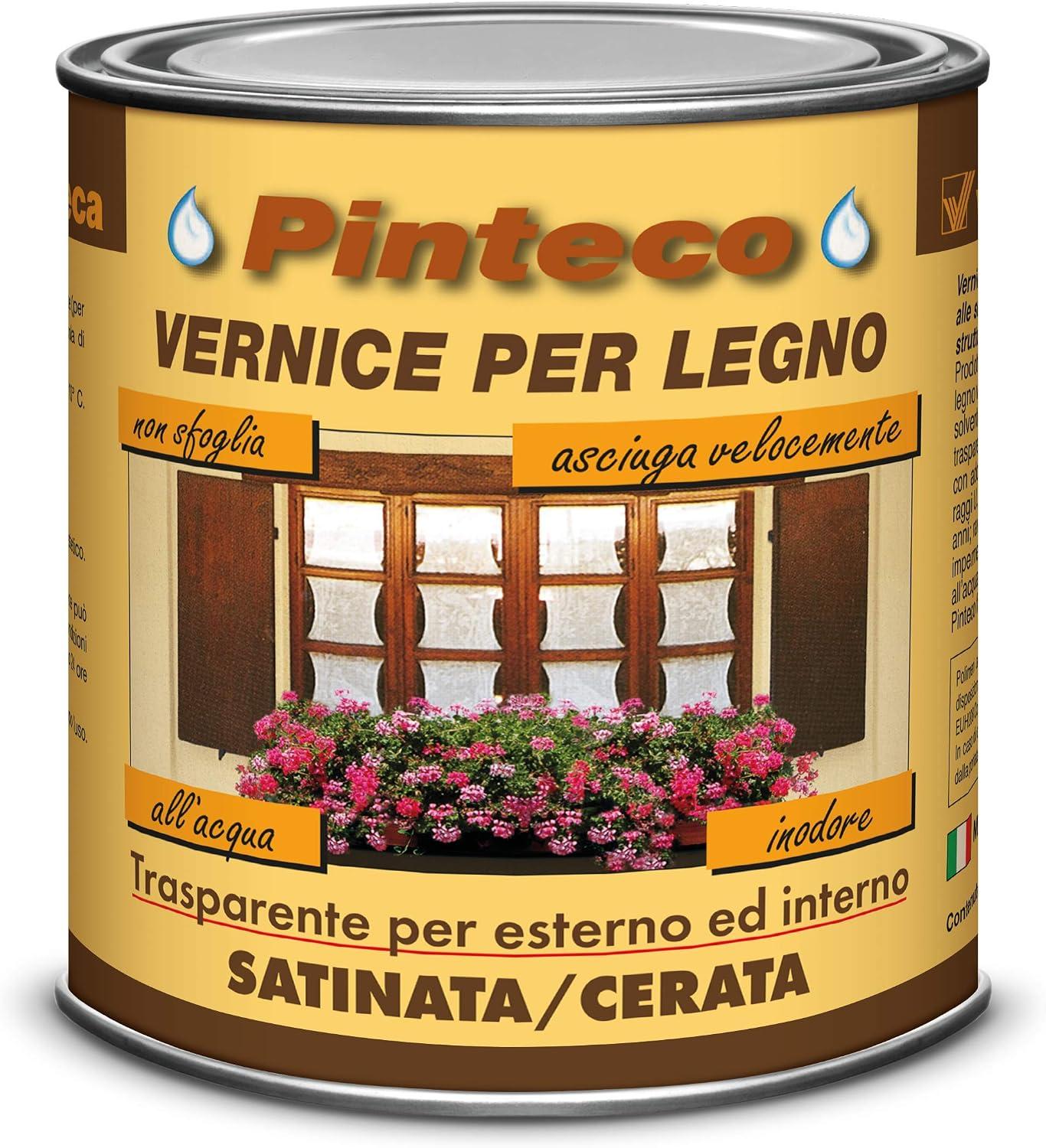PINTECO SATINATA Trasparente - ml. 750 - VERNICE ALL'ACQUA PER LEGNO DA ESTERNO