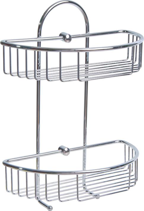 PORTAOGGETTI BAGNO DOPPIO C/APPENDINO INOX CROMATO 27X15X37CMMAURER