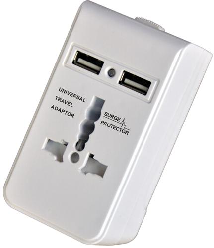 ADATTATORE UNIVERSALE DA VIAGGIO 2 PRESE USB MAURER - CF. BLISTER