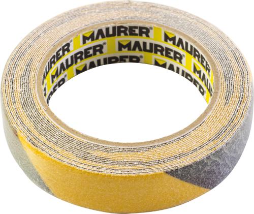 ANTISCIVOLO ADESIVO GIALLO-NERO 5MT 25MM MAURER IN ROTOLO