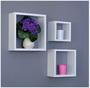 SET 3 MENSOLE "NICHE" QUADRATE BIANCO