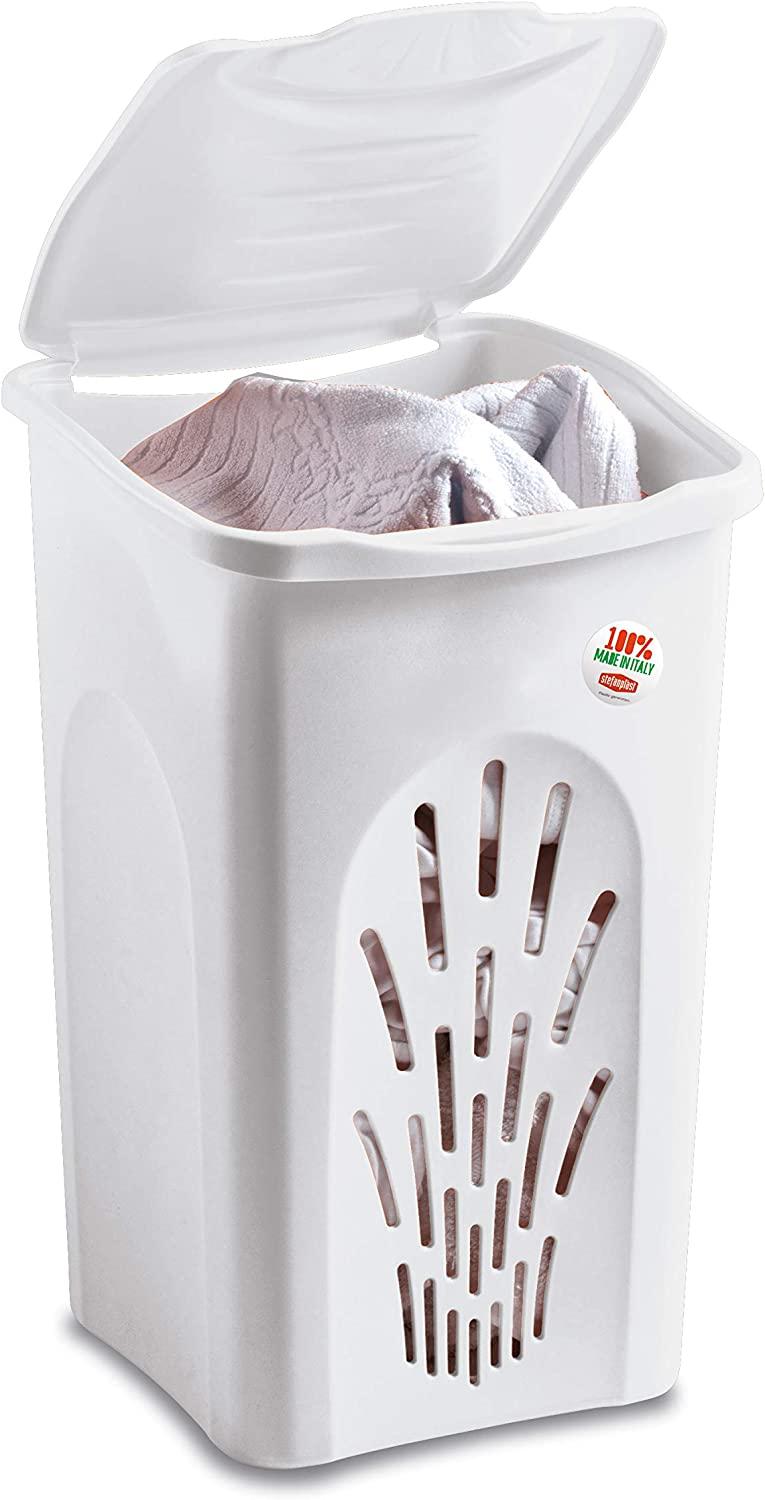 PORTABIANCHERIA "TRAFORATO" LT. 50 BIANCO - PLASTICA CM. 37X37XH,56