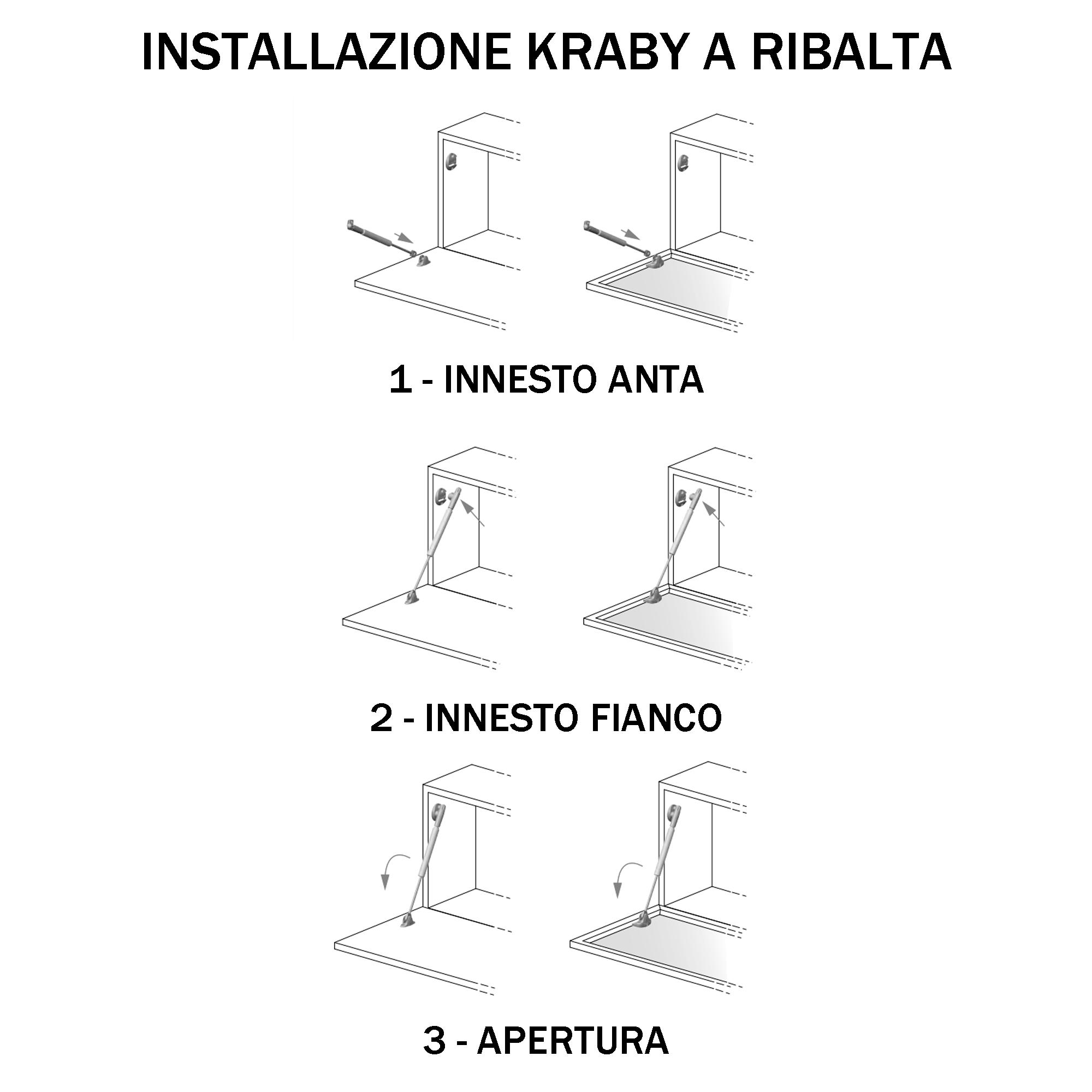 PISTONE PER ANTE CUCINA A RIBALTA MODELLO KRABY - AMMORTIZZATORI PER ANTE - PISTONE A GAS PER ANTE - PISTONCINI E PISTONI PER ANTE CUCINA - LUNGHEZZA 244MM