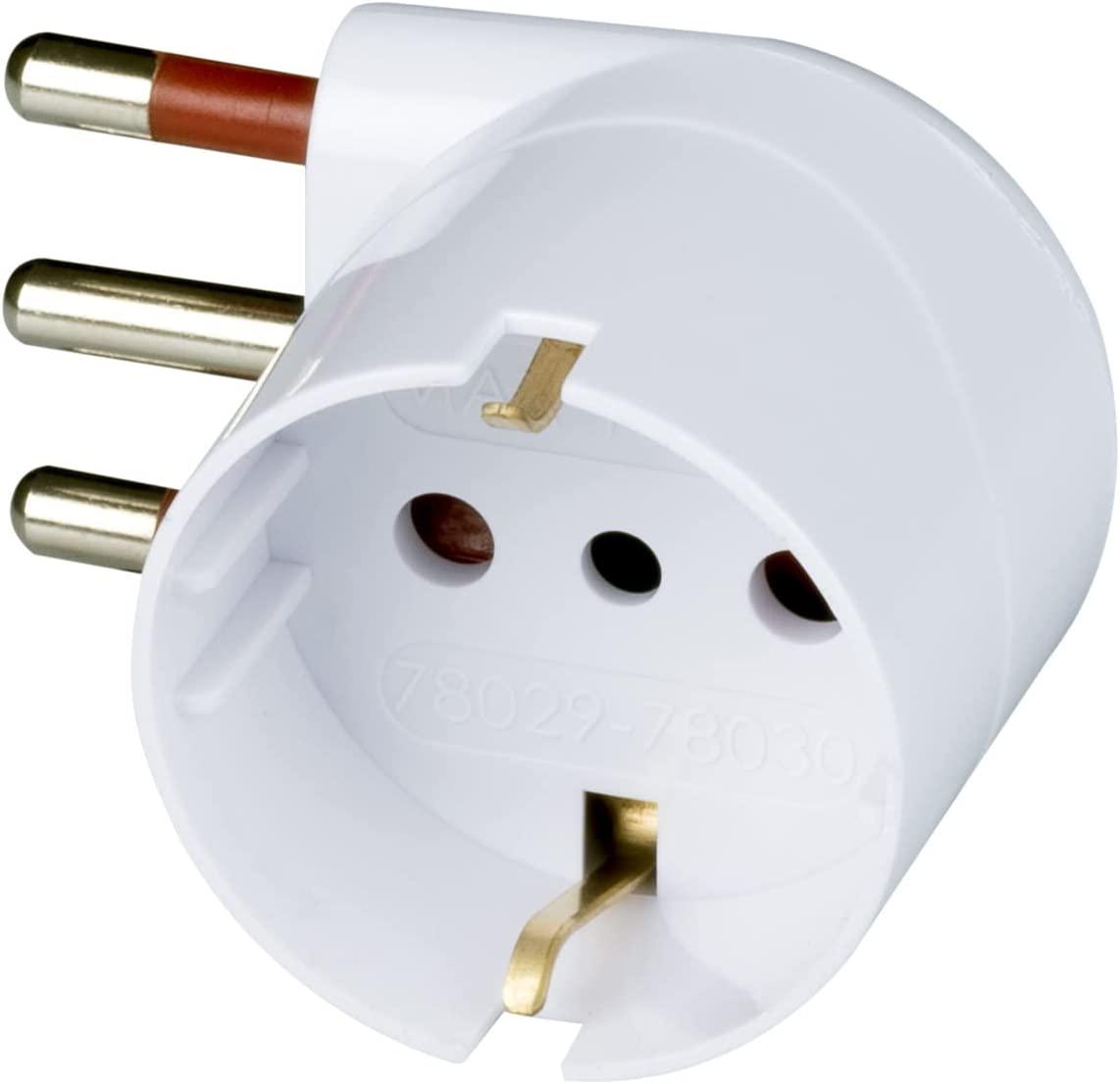 ADATTATORE SINGOLO SPINA 90° 'SALVASPAZIO' spina 2P + T 16A - bianco