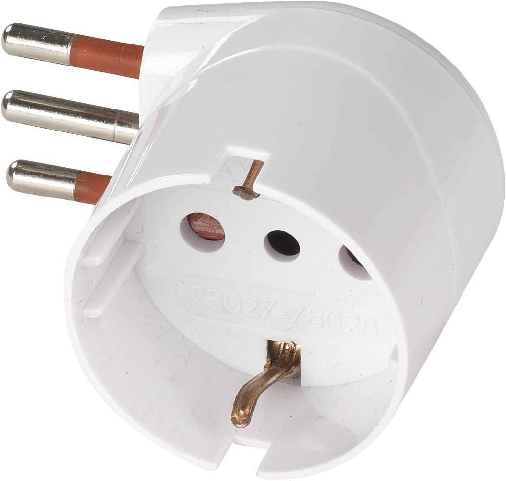 ADATTATORE SCHUKO 90° 10A 2P+T