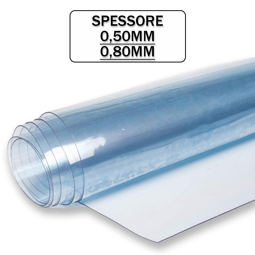 Telo Vetro Sintetico Trasparente Morbido - Finestre PVC Cristal - Lastre Rivestimento Cucina Impermeabile - Pellicola di Vetro su misura - Interni ed esterni (PVC Spessore 0,50mm Lunghezza 1MT - Altezza 100cm)
