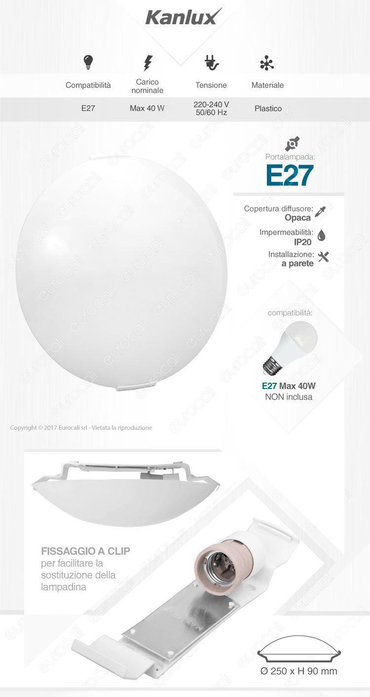 Kanlux PLAFMIN O Plafoniera in Policarbonato per Lampadine E27